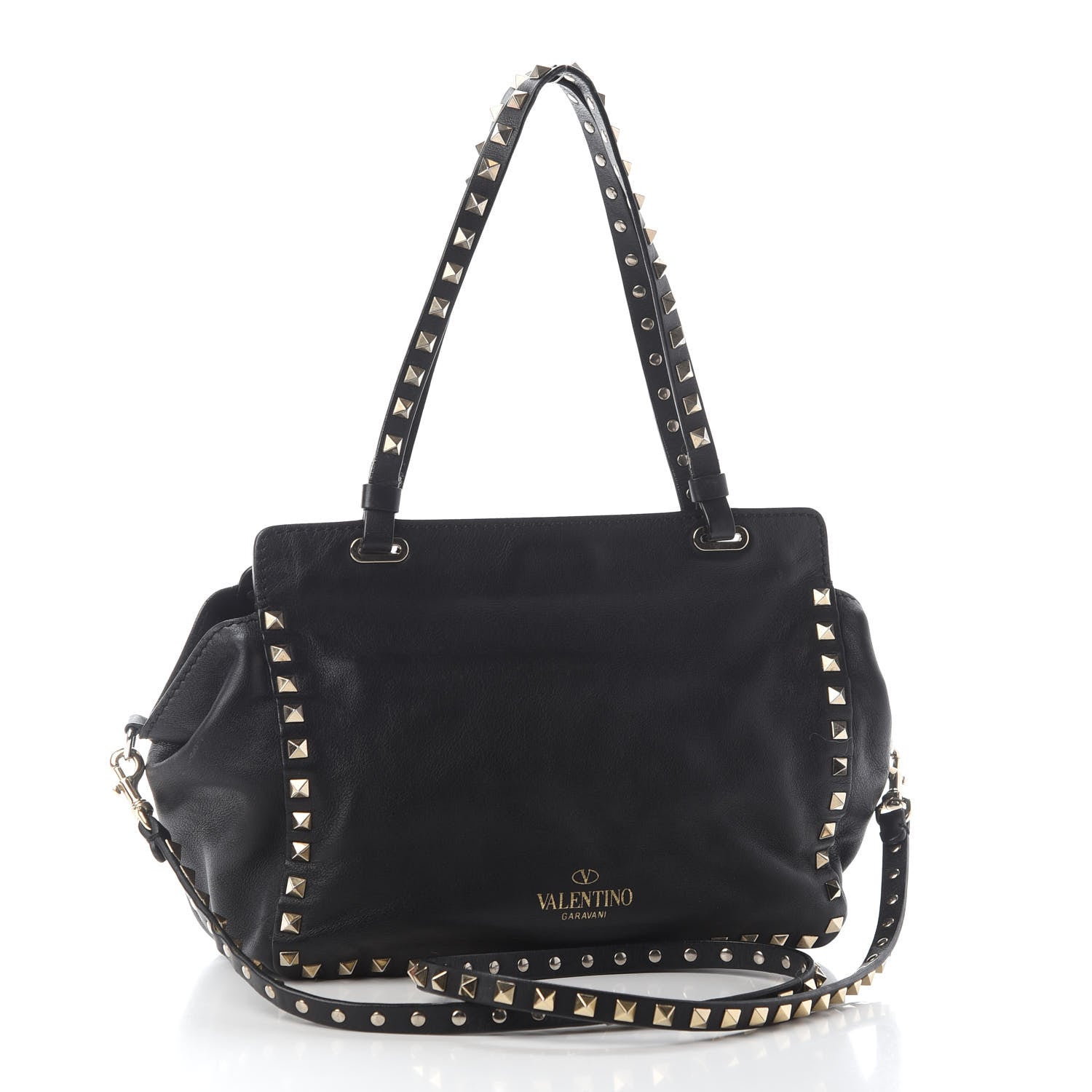 Valentino Garavani Vitello Small Rockstud Tote Black 3 of 8