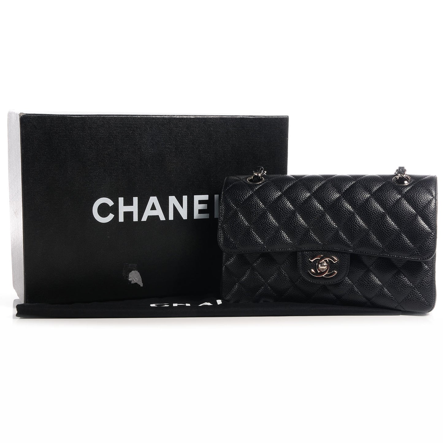 Caviar Quilted Small Double Flap Black