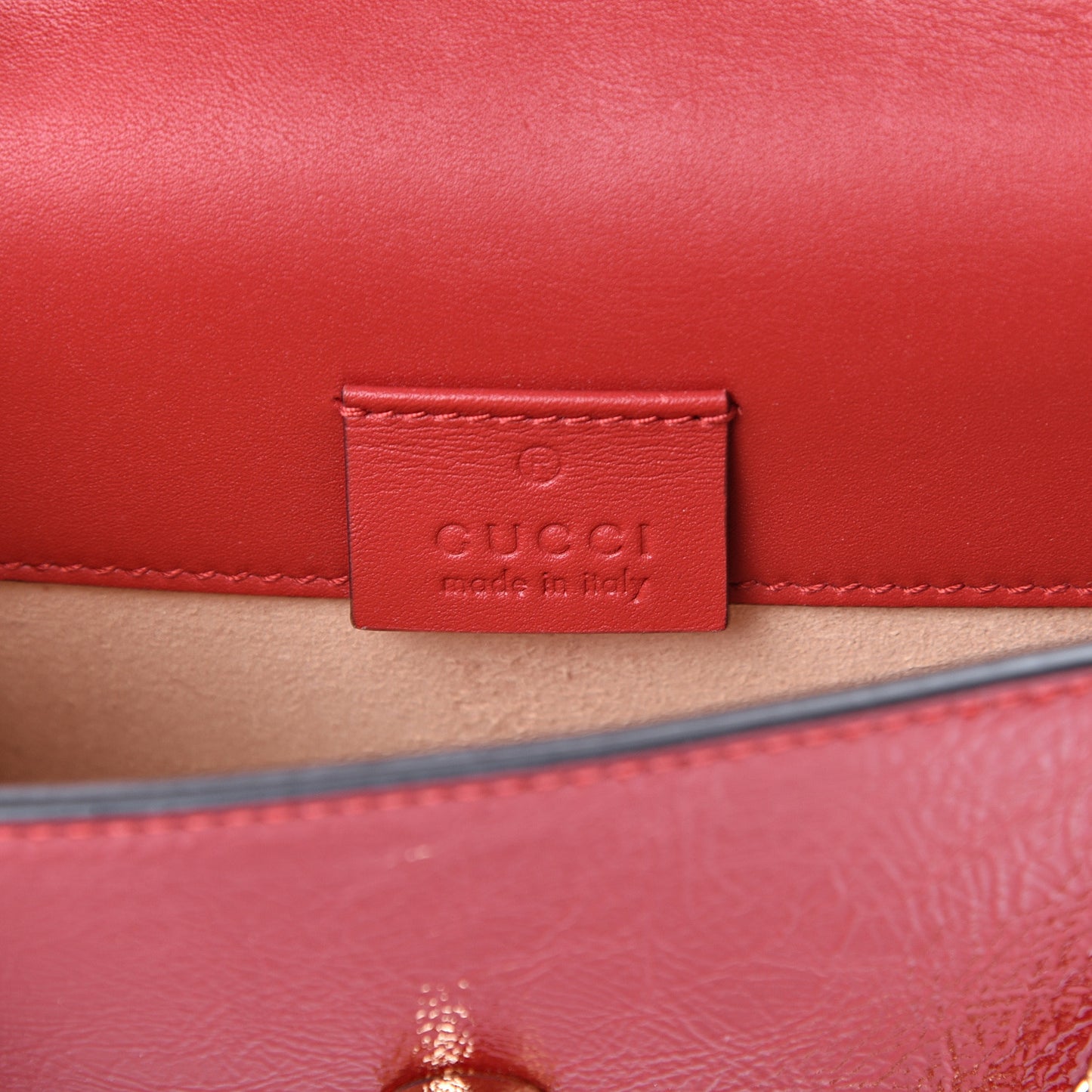 Patent Embroidered Super Mini Sylvie Chain Shoulder Bag Red