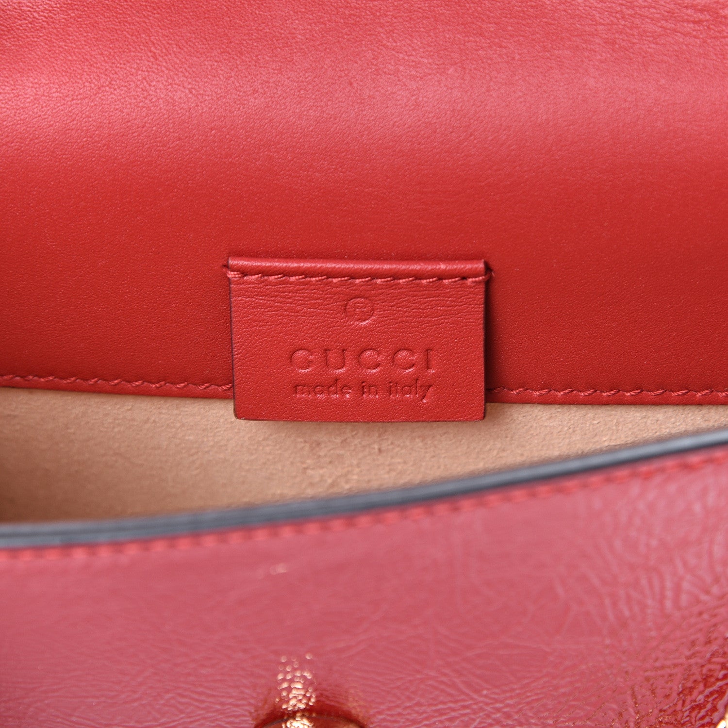 Gucci Patent Embroidered Super Mini Sylvie Chain Shoulder Bag Red 5 of 9