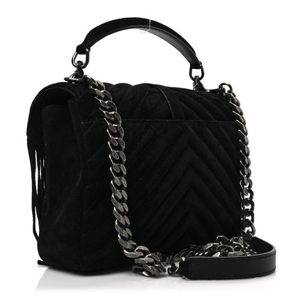 Saint Laurent Suede Fringe Small Monogram Satchel Black 3 of 7