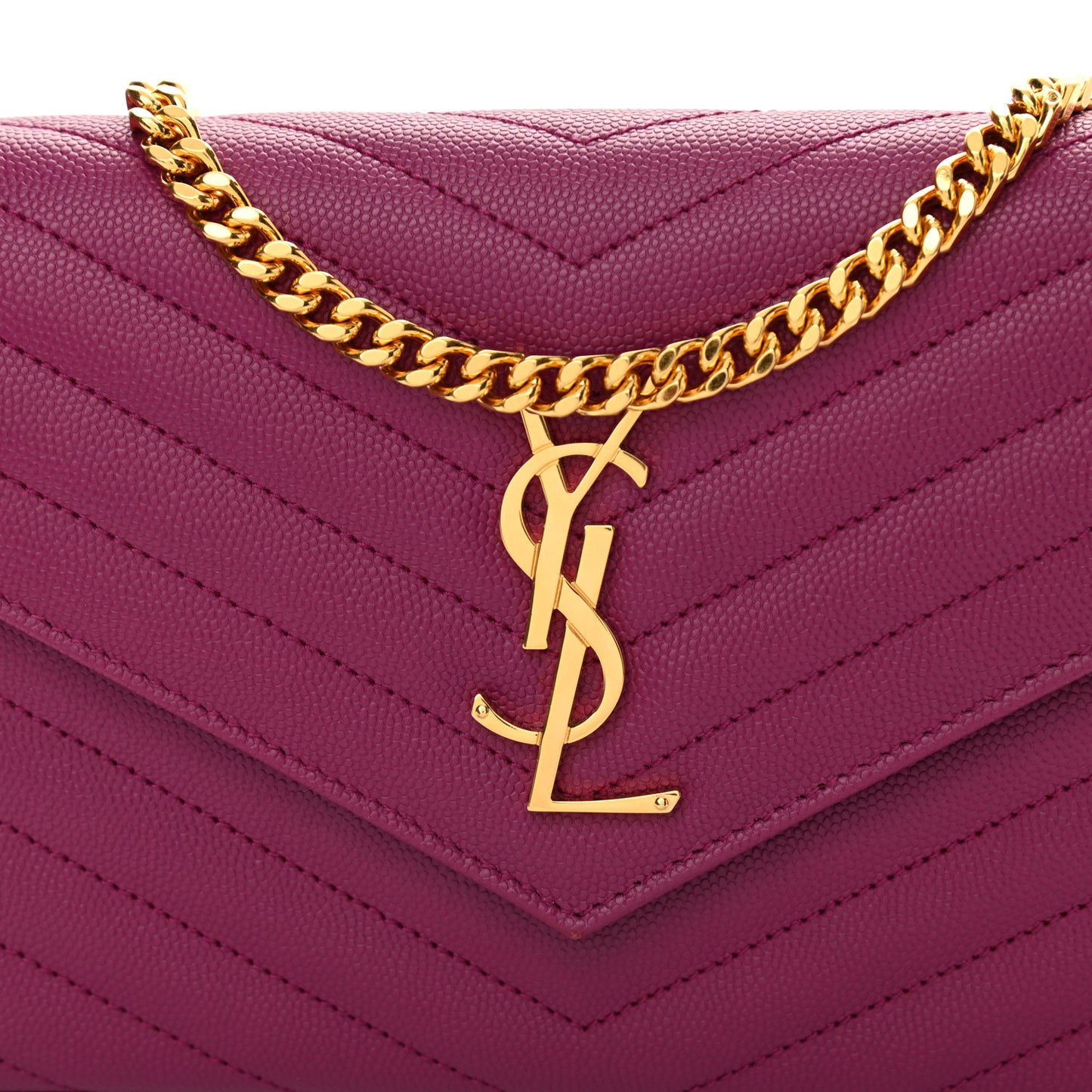 Grain De Poudre Matelasse Chevron Monogram Chain Wallet Dark Grape