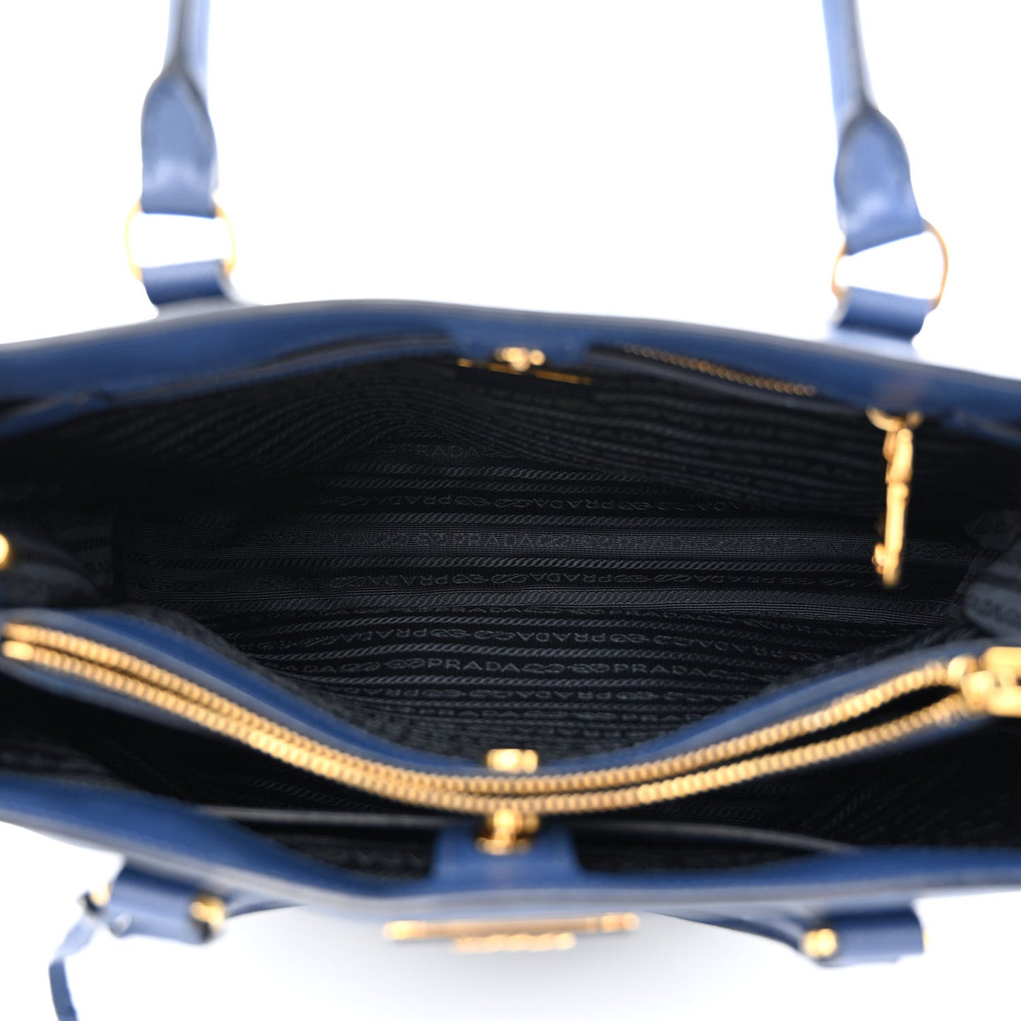 Saffiano Lux Medium Double Zip Tote Bluette