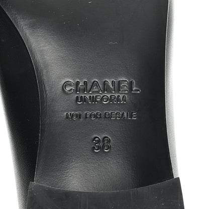 Chanel Calfskin Womens Stitched CC Loafers 38 Black 7 of 9