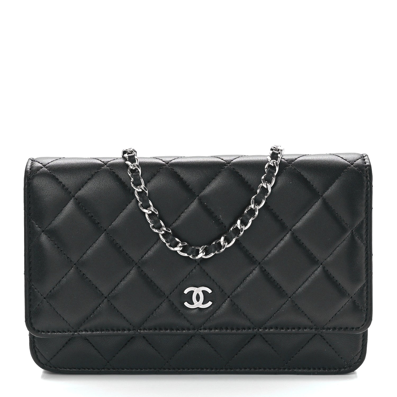 Chanel Lambskin Quilted Wallet On Chain WOC Black 1 of 13