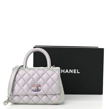 Chanel Iridescent Caviar Quilted Extra Mini Coco Handle Flap Purple 11 of 11