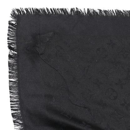 Louis Vuitton Silk Wool Rabbit Fur Flowergram Shawl Black 3 of 4