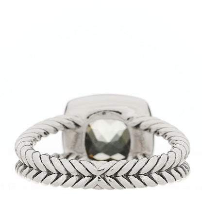 David Yurman Sterling Silver Diamond Prasiolite 7mm Petite Albion Ring 50 5.25 3 of 4