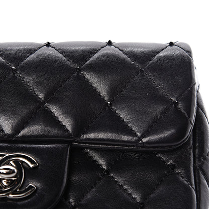 Chanel Lambskin Beaded Quilted Extra Mini Square Flap Black 12 of 15