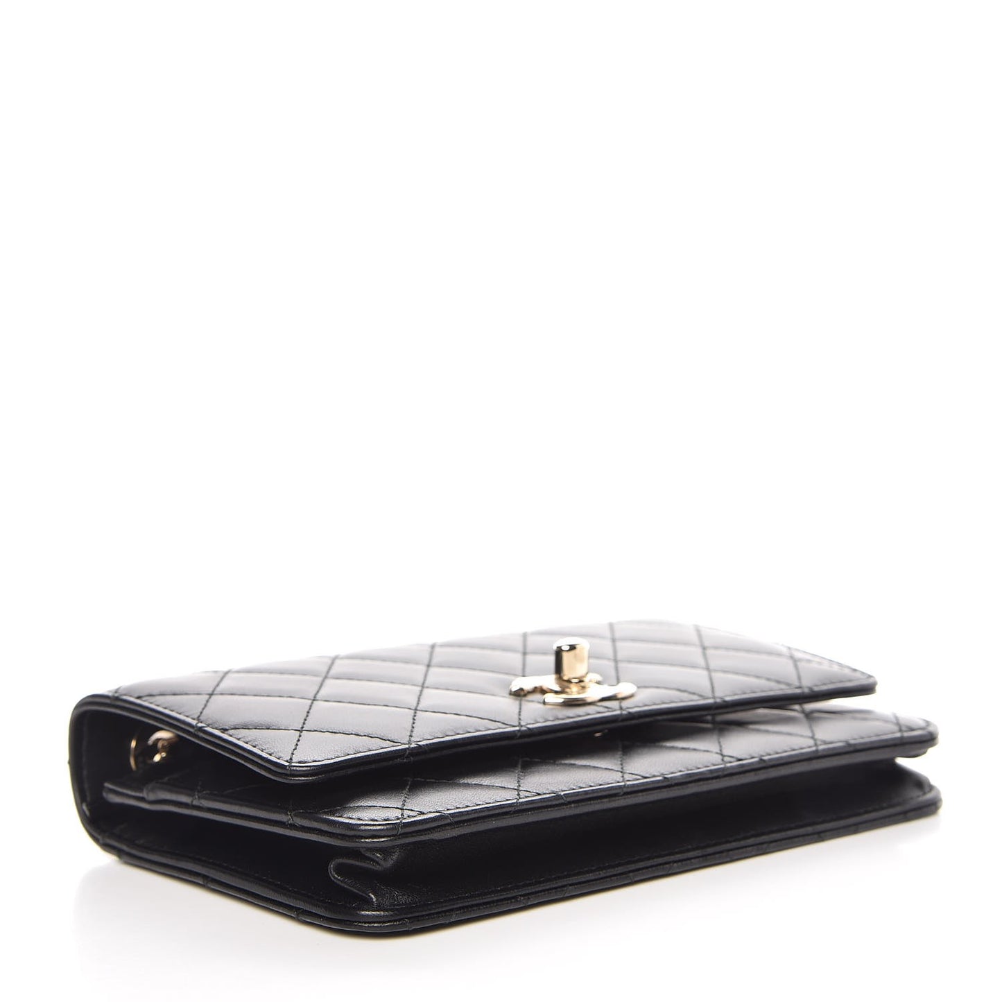 Lambskin Quilted Trendy CC Wallet On Chain WOC Black