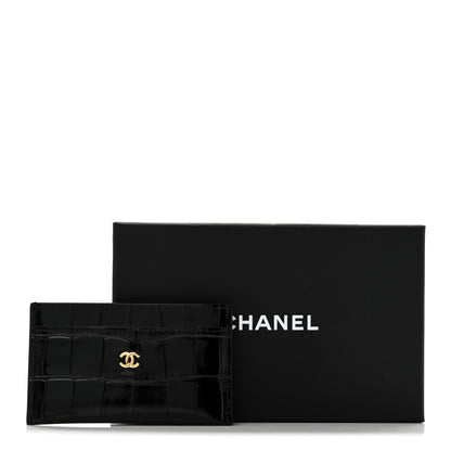 Chanel Calfskin Crocodile Embossed Crococo Card Holder Black 8 of 8
