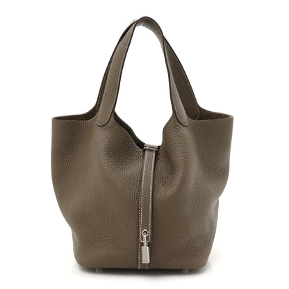 Hermes Taurillon Clemence Picotin Lock 22 MM Etoupe 1 of 10