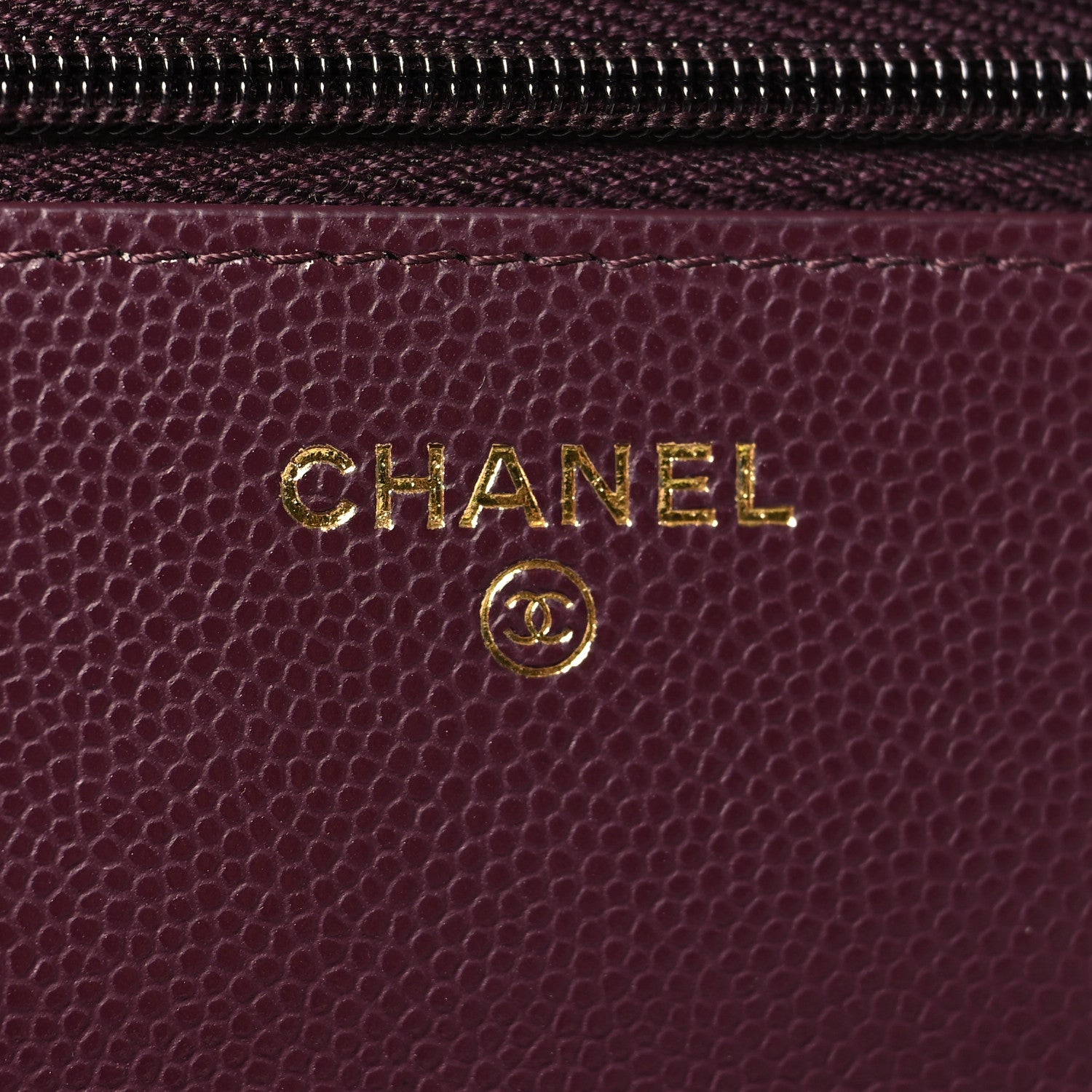 Chanel Caviar Quilted Embossed CC Wallet On Chain WOC Dark Burgundy 6 of 12