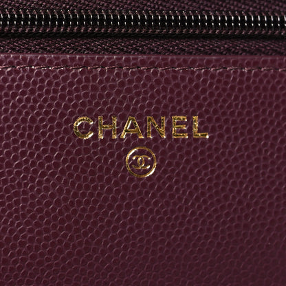 Chanel Caviar Quilted Embossed CC Wallet On Chain WOC Dark Burgundy 6 of 12