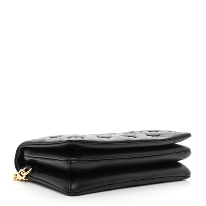 Louis Vuitton Lambskin Embossed Monogram Pochette Coussin Black 4 of 10
