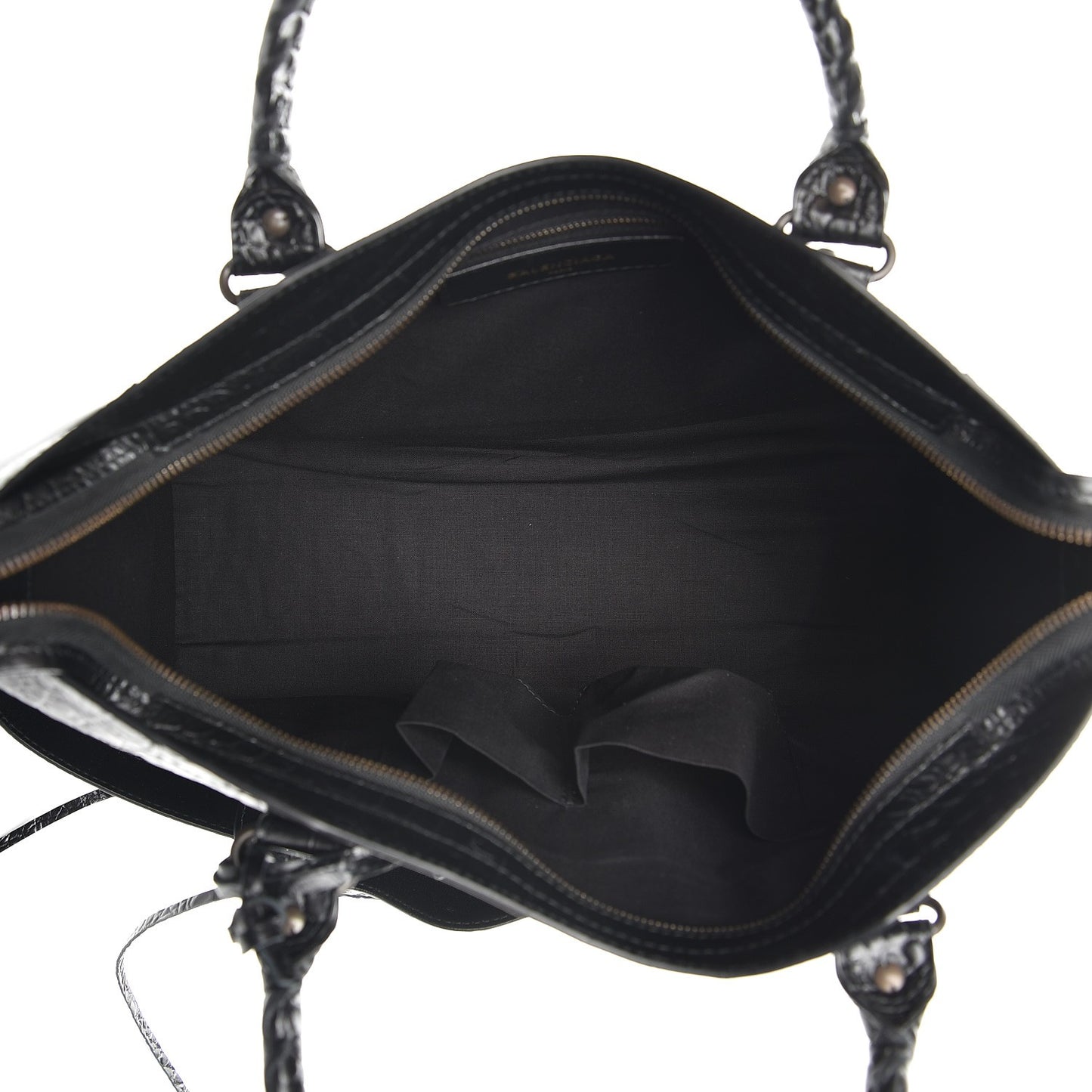 Calfskin Crocodile Embossed Classic Hardware City Black