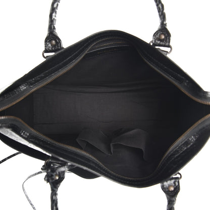Balenciaga Calfskin Crocodile Embossed Classic Hardware City Black 6 of 8