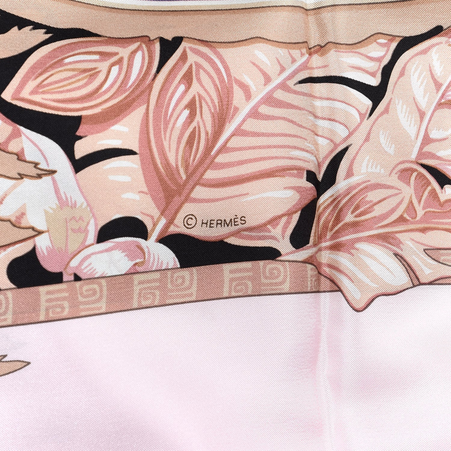Hermes Silk Aloha Scarf 90 Rose Poudre Bleu Beige 5 of 5