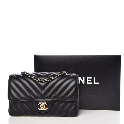 Chanel Lambskin Chevron Quilted Mini Rectangular Flap Black 12 of 12