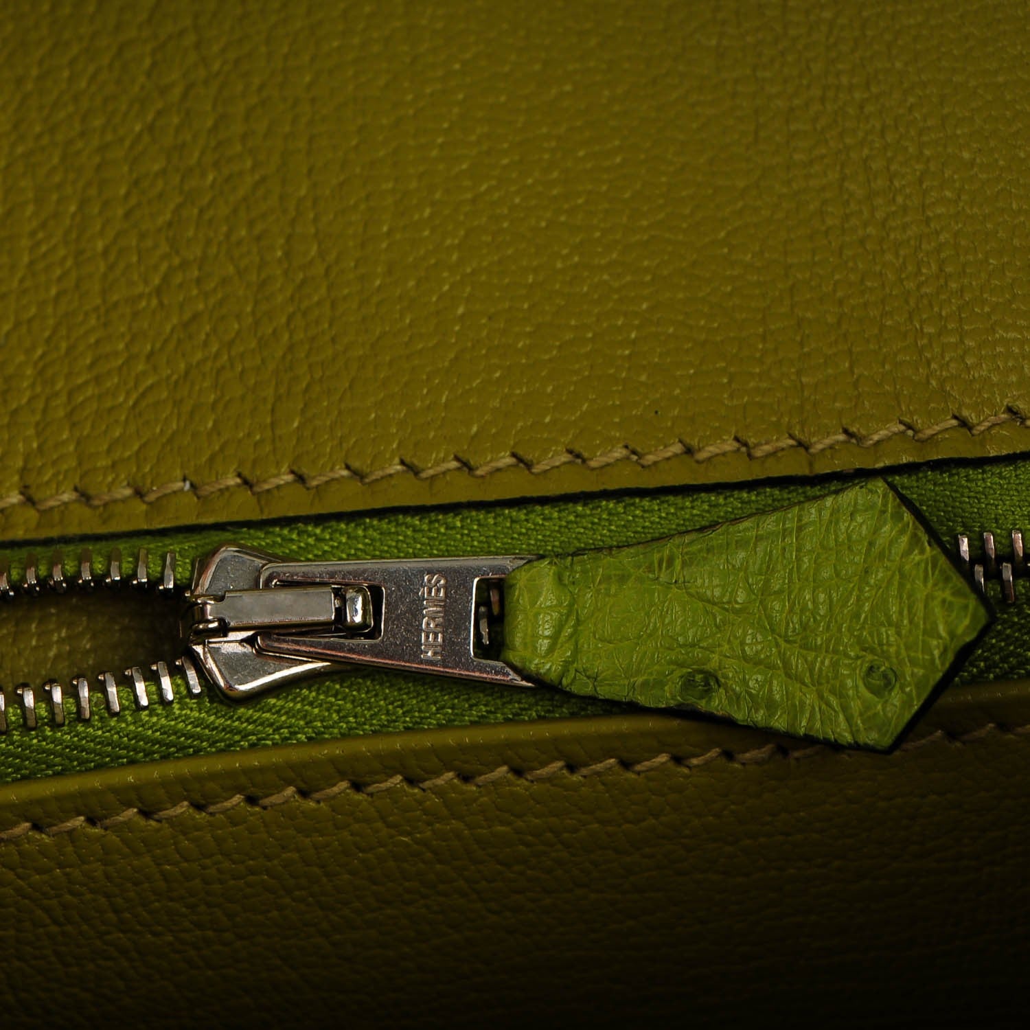 Hermes Ostrich Birkin 30 Vert Anis 17 of 25