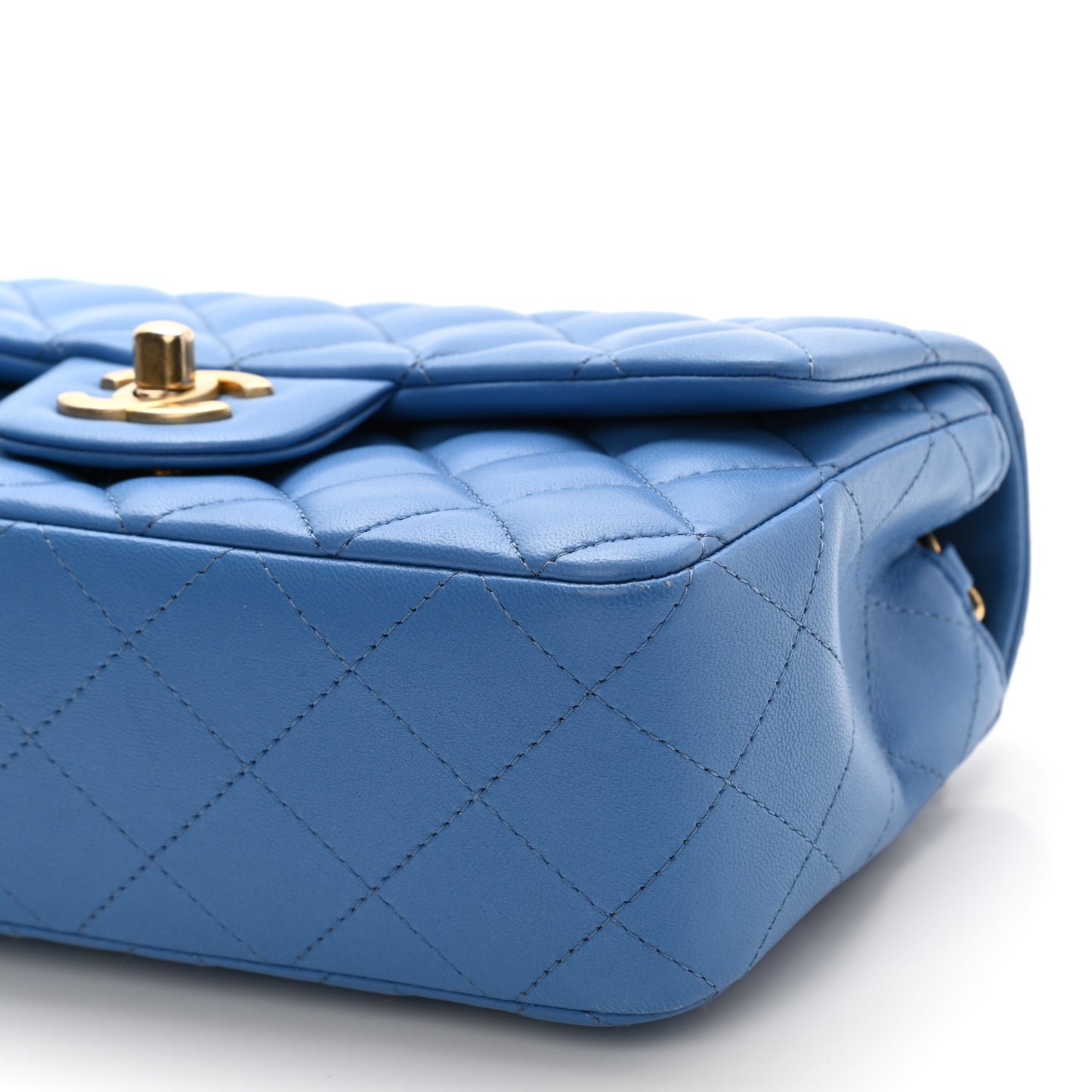 Lambskin Quilted Mini Rectangular Flap Blue