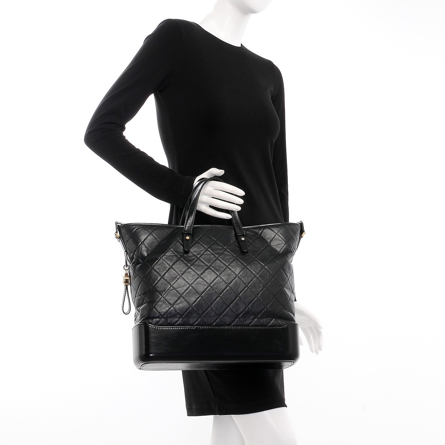 Chanel Calfskin Quilted Large Gabrielle Shopping Tote Black 3 of 8