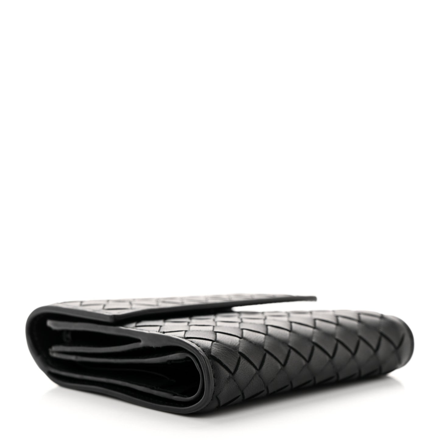 Nappa Intrecciato Trifold Wallet Black