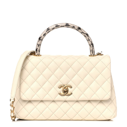 Chanel Caviar Elaphe Quilted Small Coco Handle Flap Ivory 1 of 4