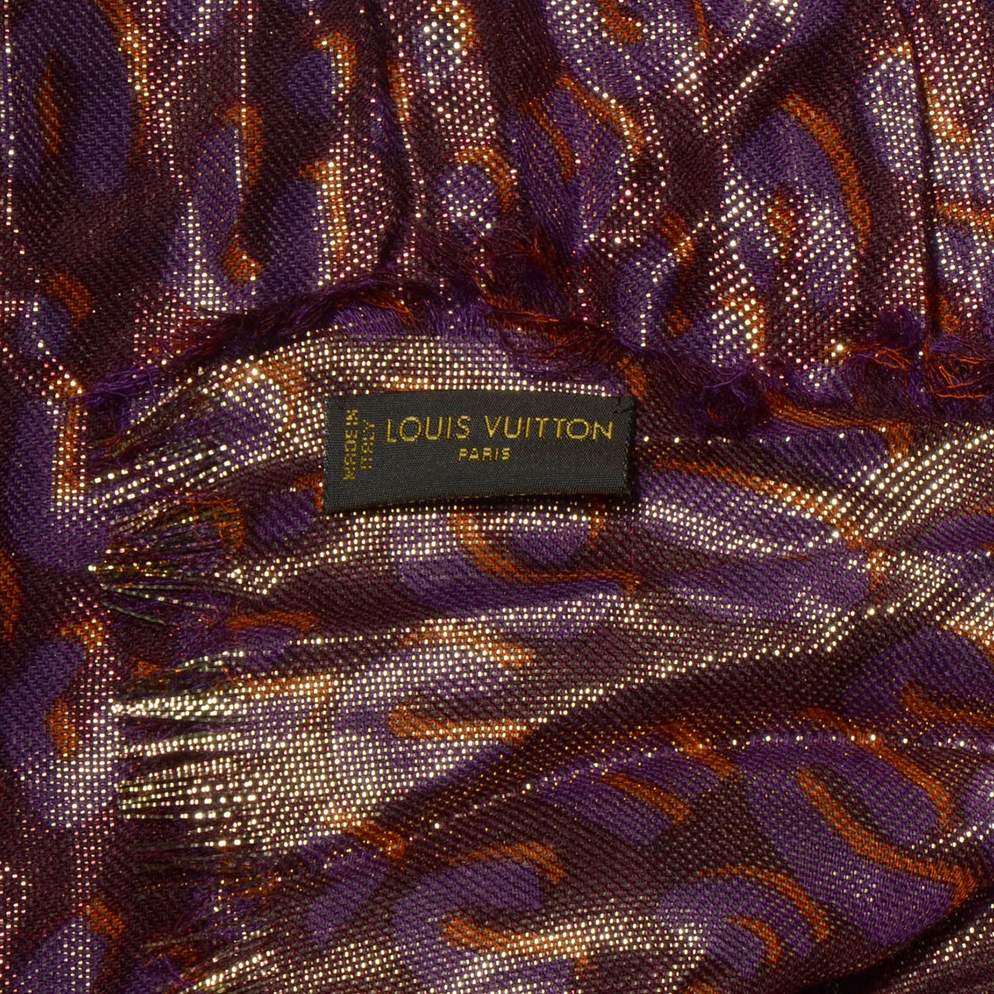 Cashmere Silk Leopard Etole Stole Disco Prune