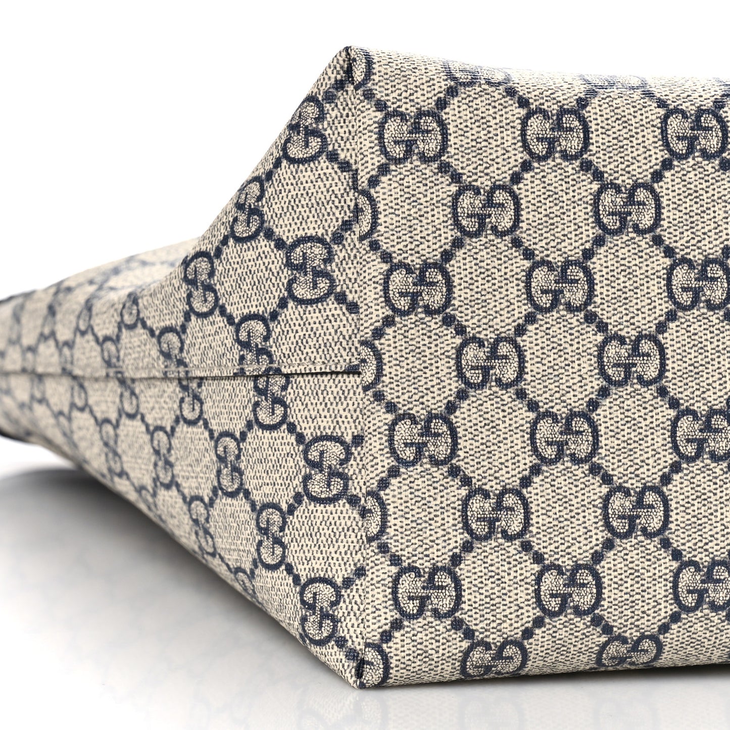 GG Supreme Monogram Textured Calfskin Web Medium Ophidia Shopping Tote Beige Blue