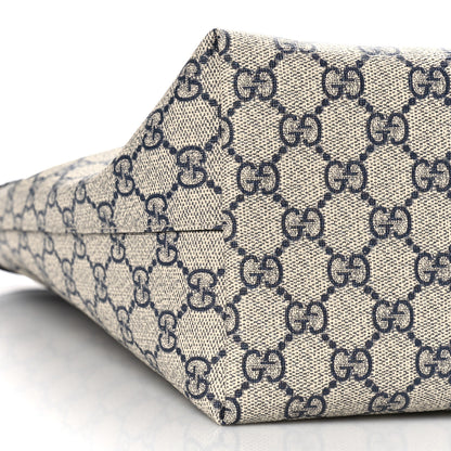 Gucci GG Supreme Monogram Textured Calfskin Web Medium Ophidia Shopping Tote Beige Blue 8 of 9