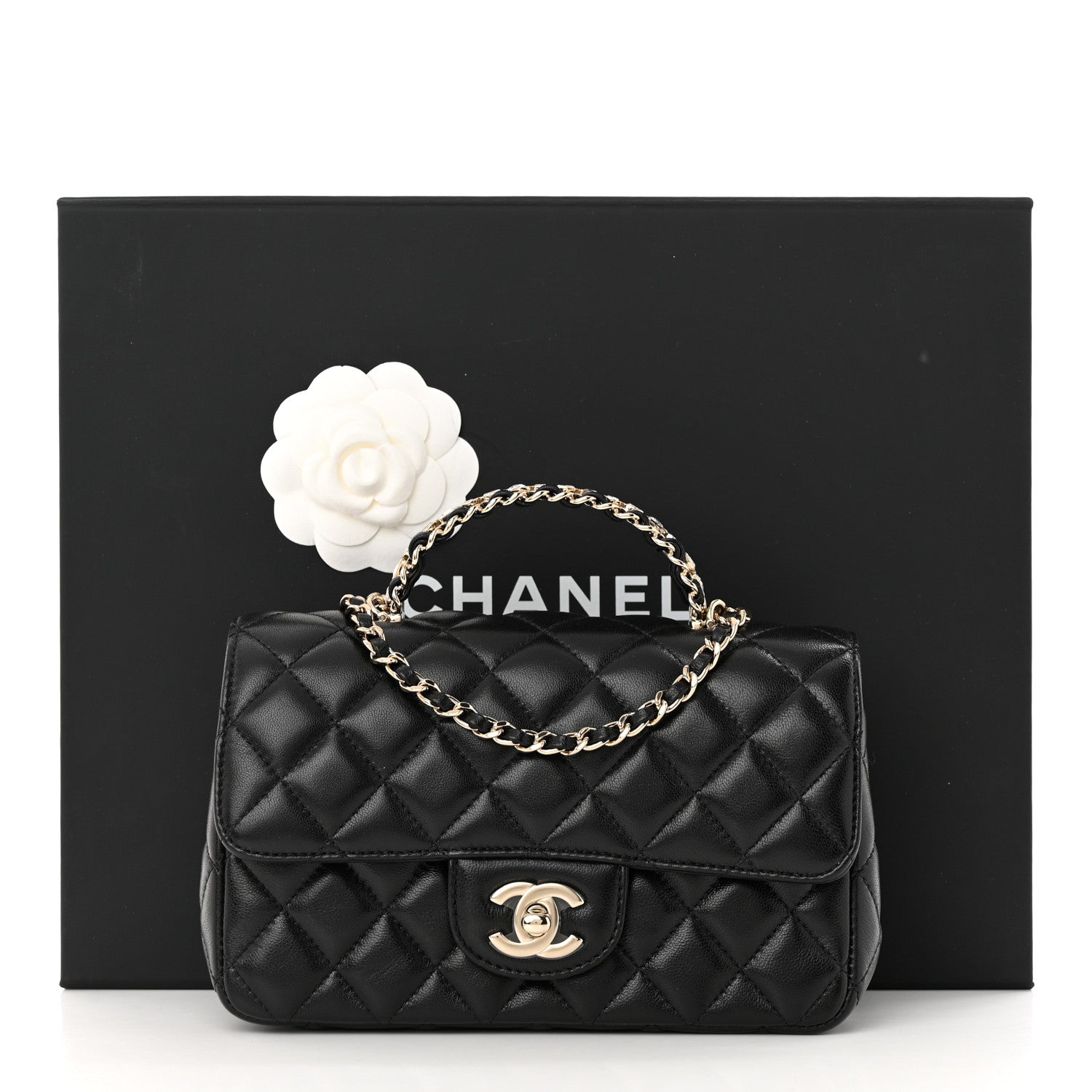 Chanel Lambskin Quilted Mini Crystal Top Handle Rectangular Flap Black 11 of 11