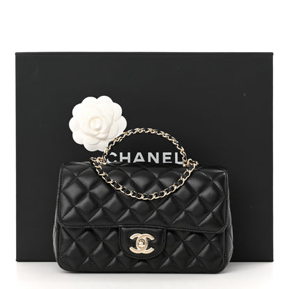Chanel Lambskin Quilted Mini Crystal Top Handle Rectangular Flap Black 11 of 11