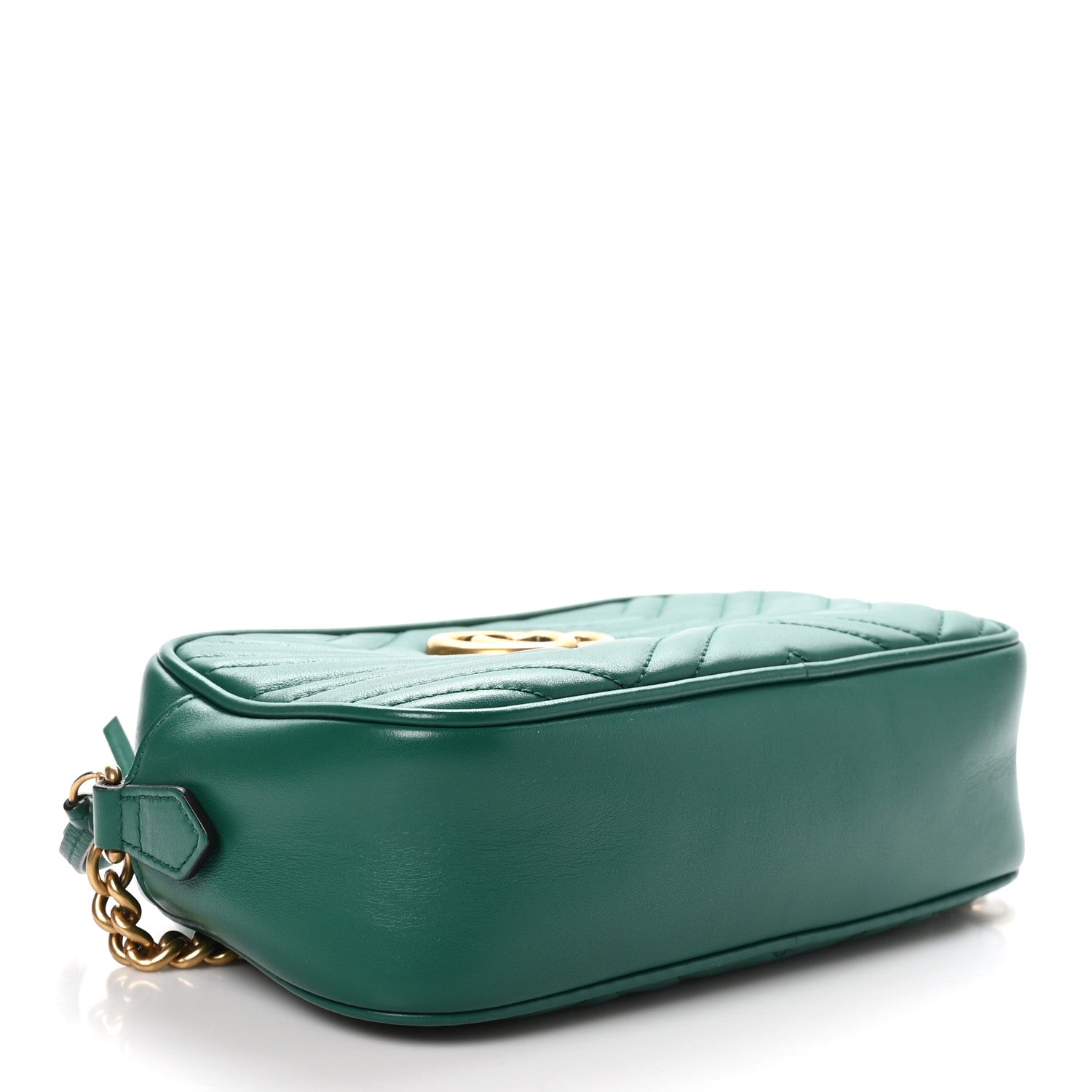 Gucci Calfskin Matelasse Small GG Marmont Chain Shoulder Bag Emerald Green 4 of 11