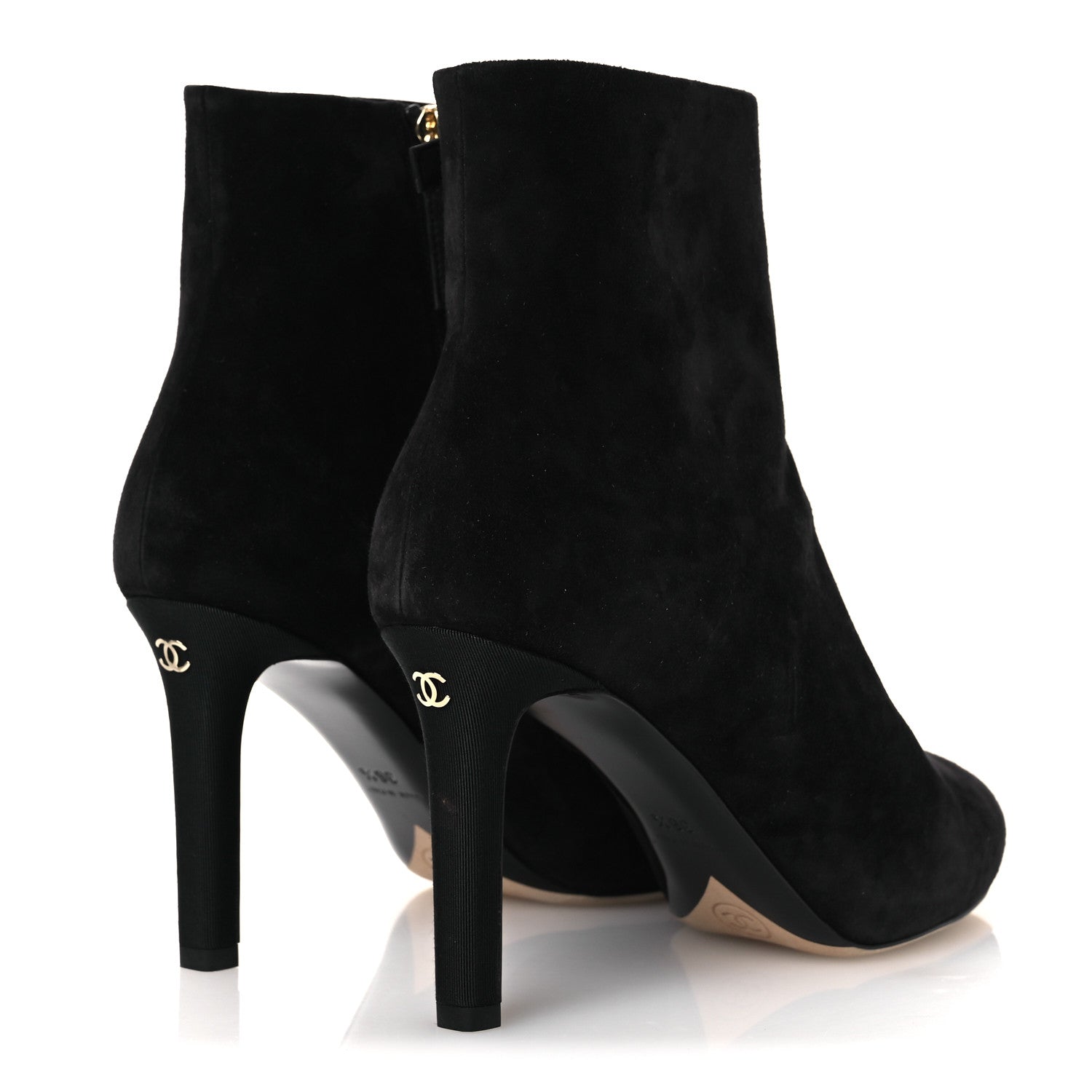 Chanel Suede Grosgrain CC Short Boots 36.5 Black 5 of 11