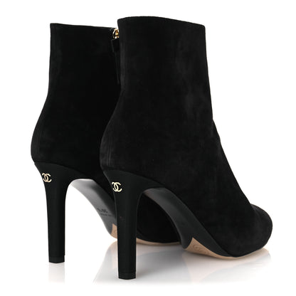 Chanel Suede Grosgrain CC Short Boots 36.5 Black 5 of 11