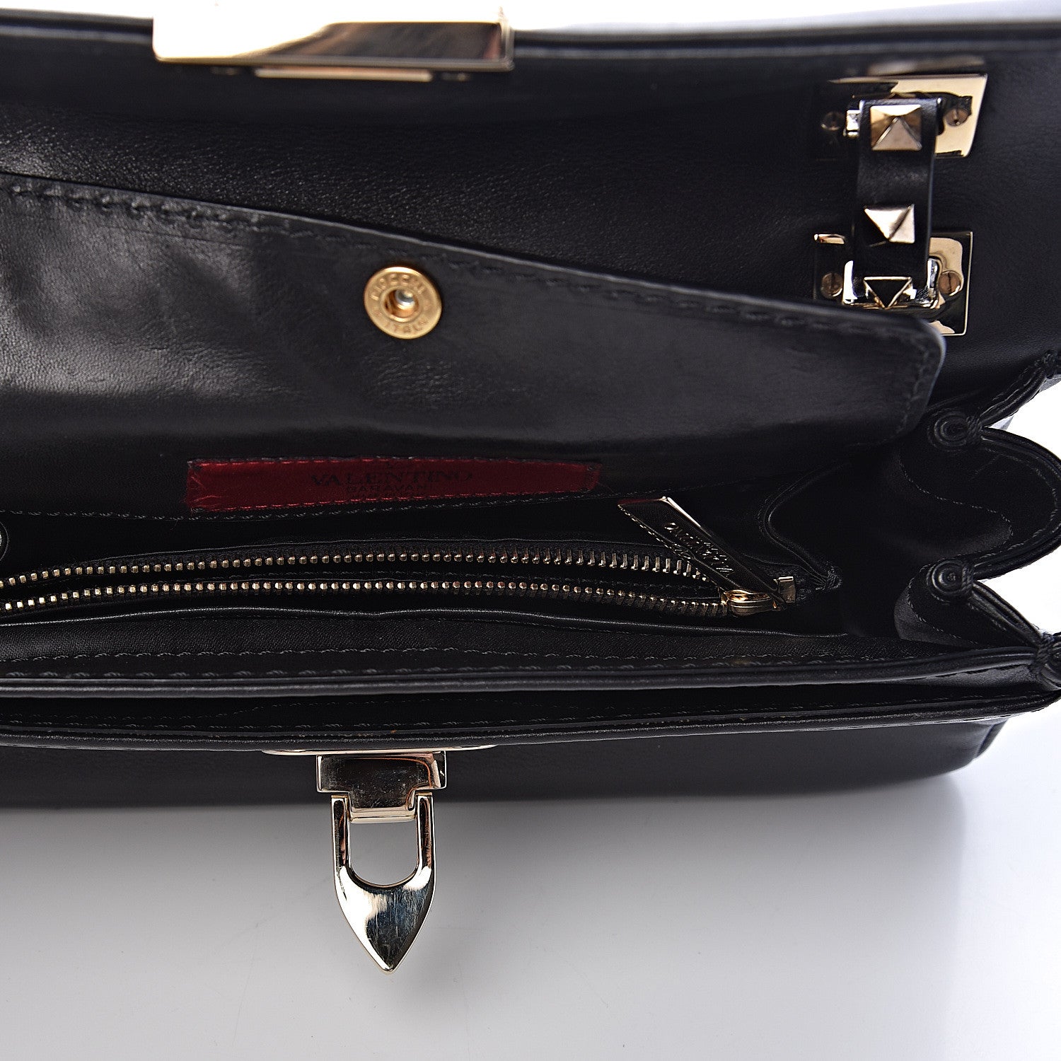 Valentino Garavani Vitello Rockstud Flip Lock Shoulder Flap Bag Black 5 of 9