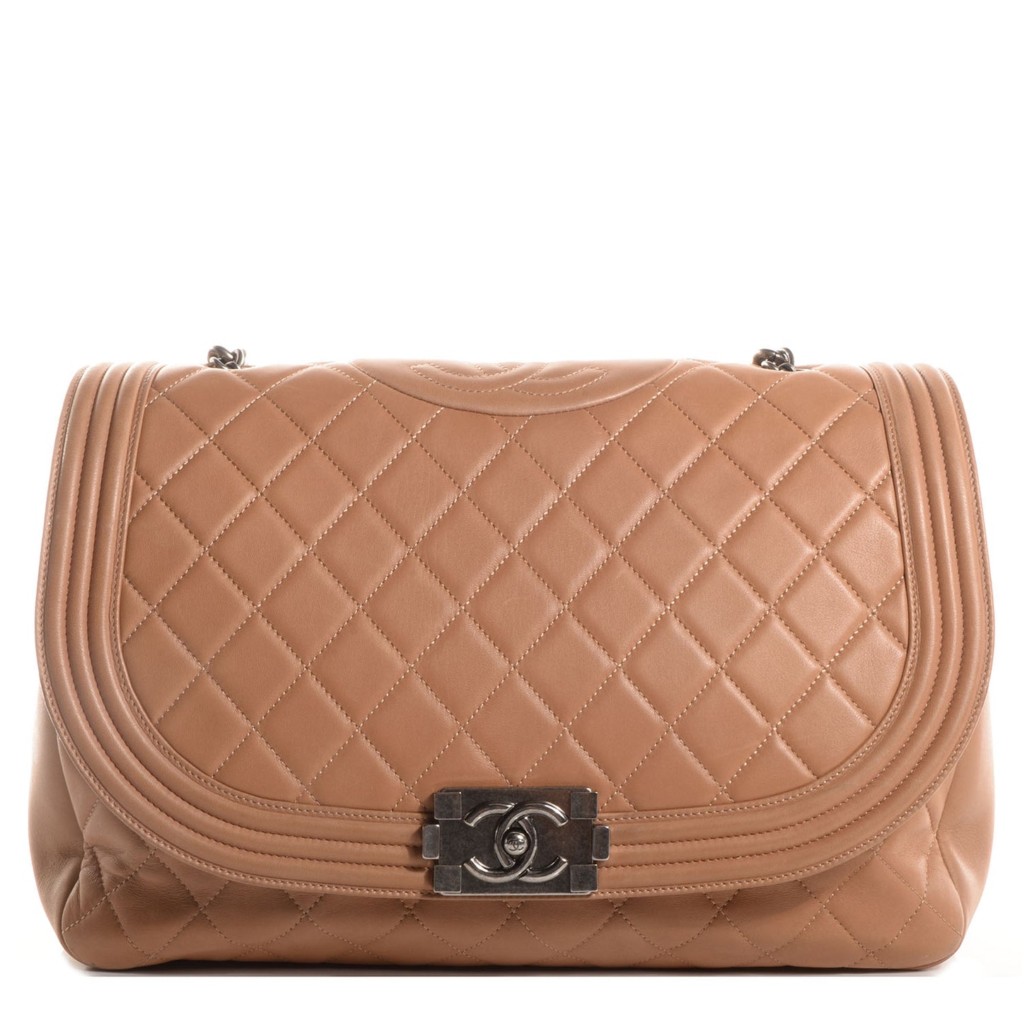 Lambskin Quilted Large Antik Boy Flap Beige