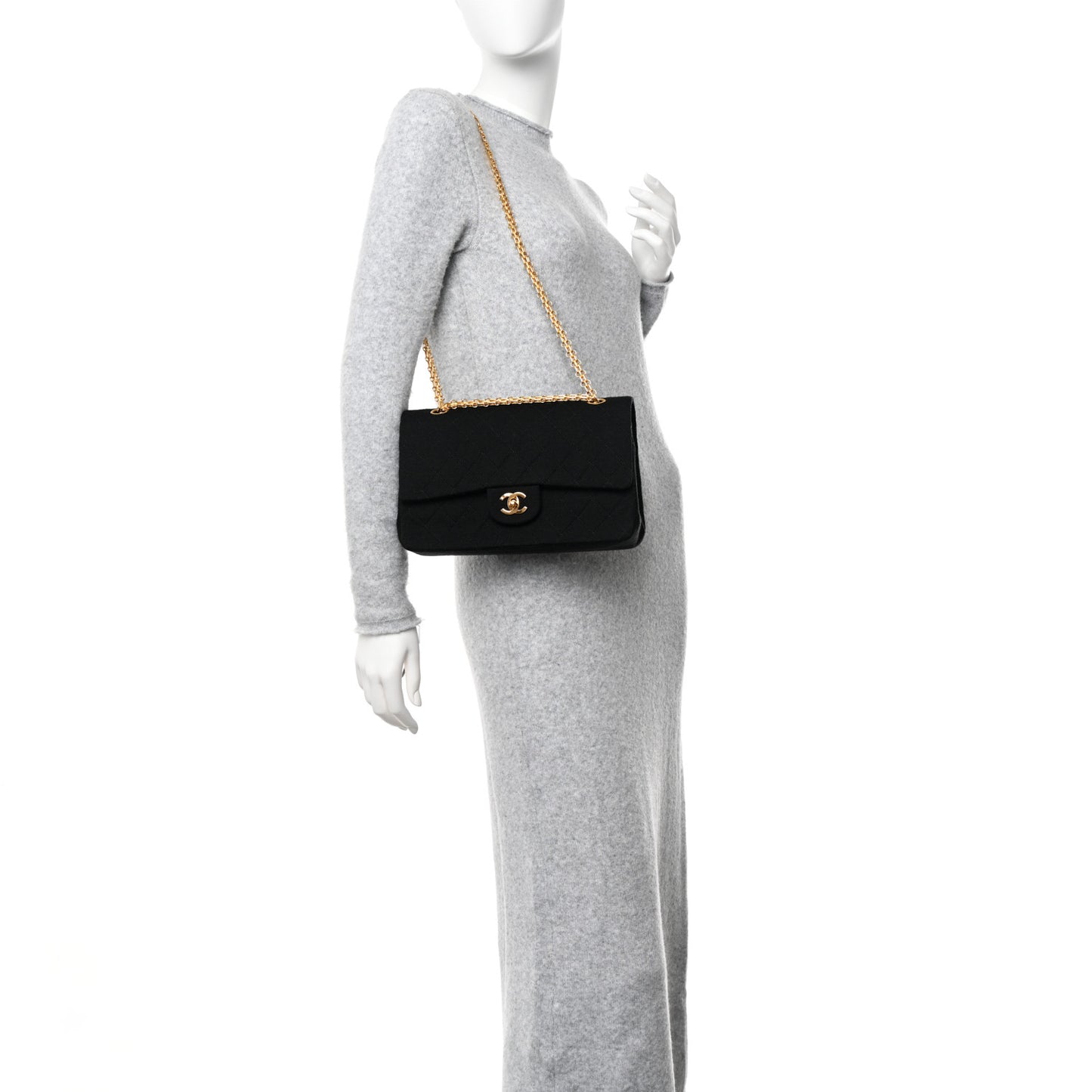 Jersey Quilted Small Double Flap Black