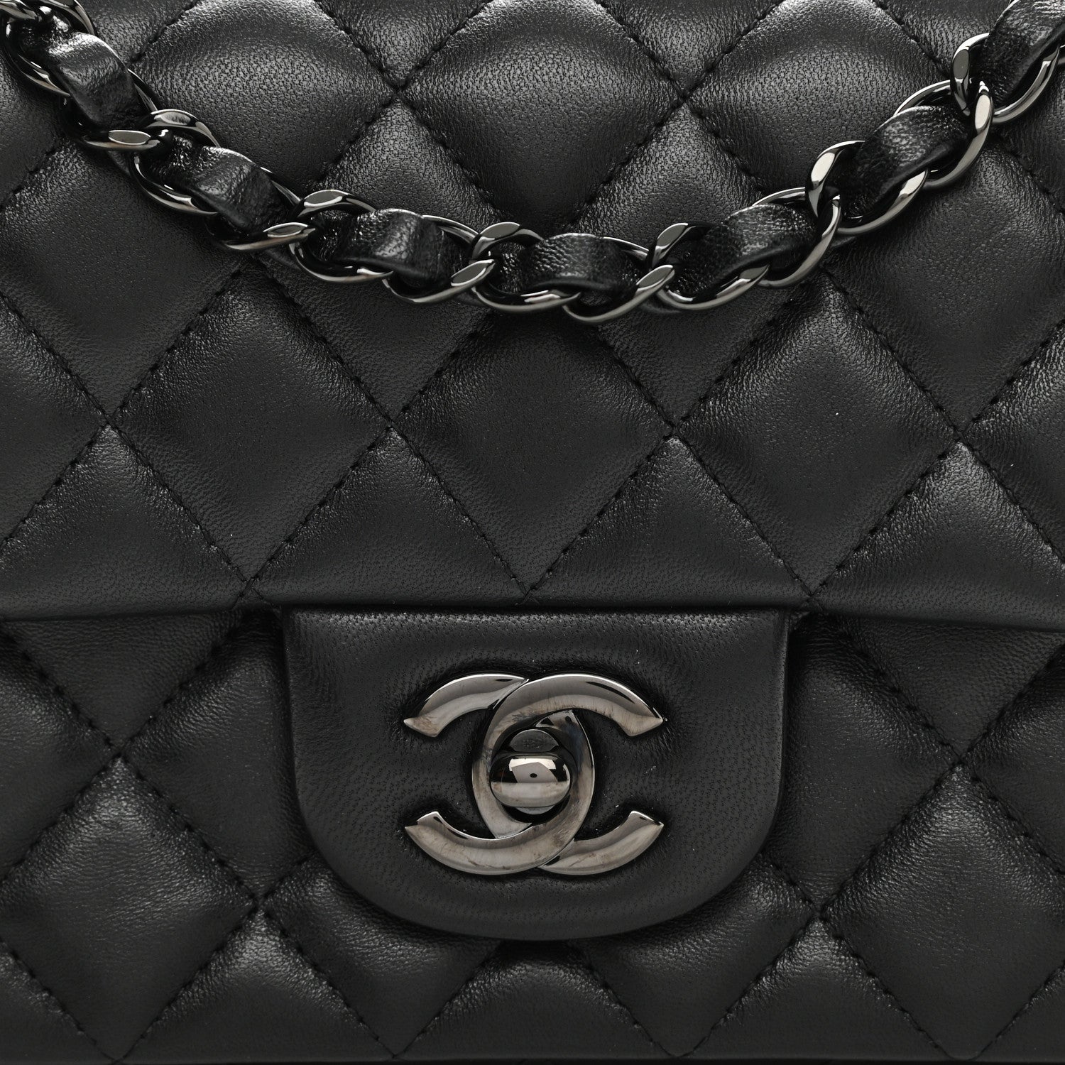 Chanel Lambskin Quilted Mini Rectangular Flap So Black 7 of 11