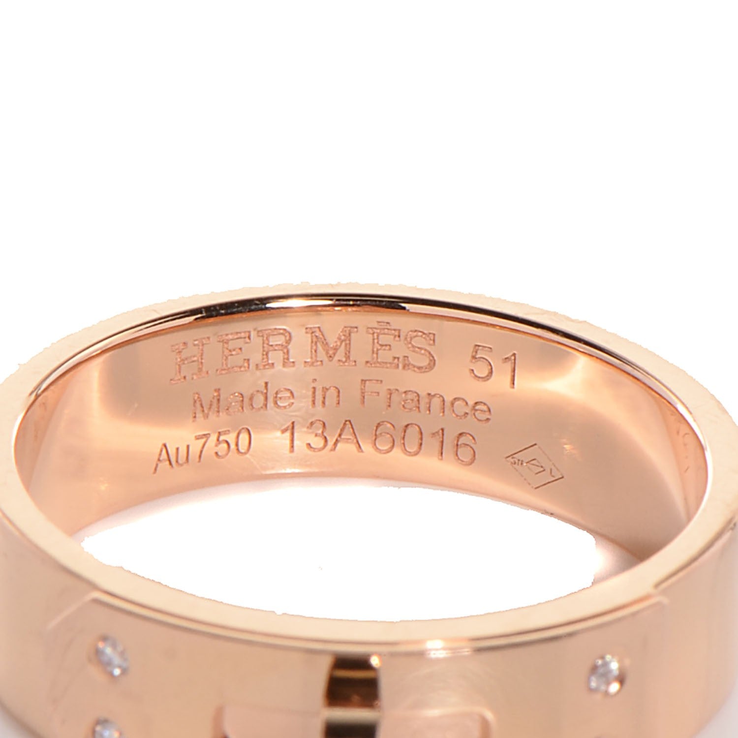Hermes 18K Rose Gold Diamond PM Kelly Ring 51 5.75 7 of 9