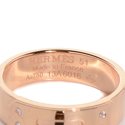 Hermes 18K Rose Gold Diamond PM Kelly Ring 51 5.75 7 of 9