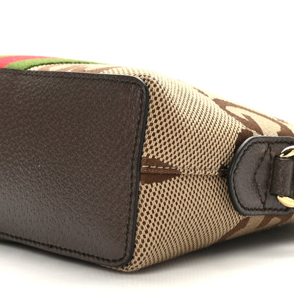Gucci Monogram Jumbo GG Textured Dollar Calfskin Web Small Ophidia Dome Shoulder Bag Camel Ebony New Acero 9 of 9