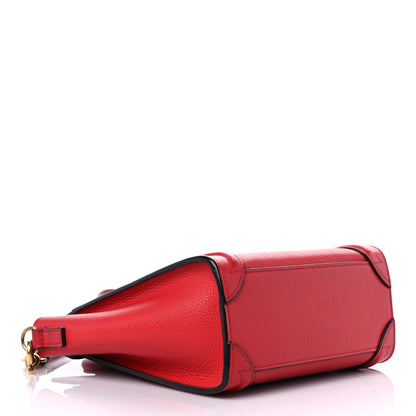 Celine Drummed Calfskin Nano Luggage Coquelicot 4 of 11