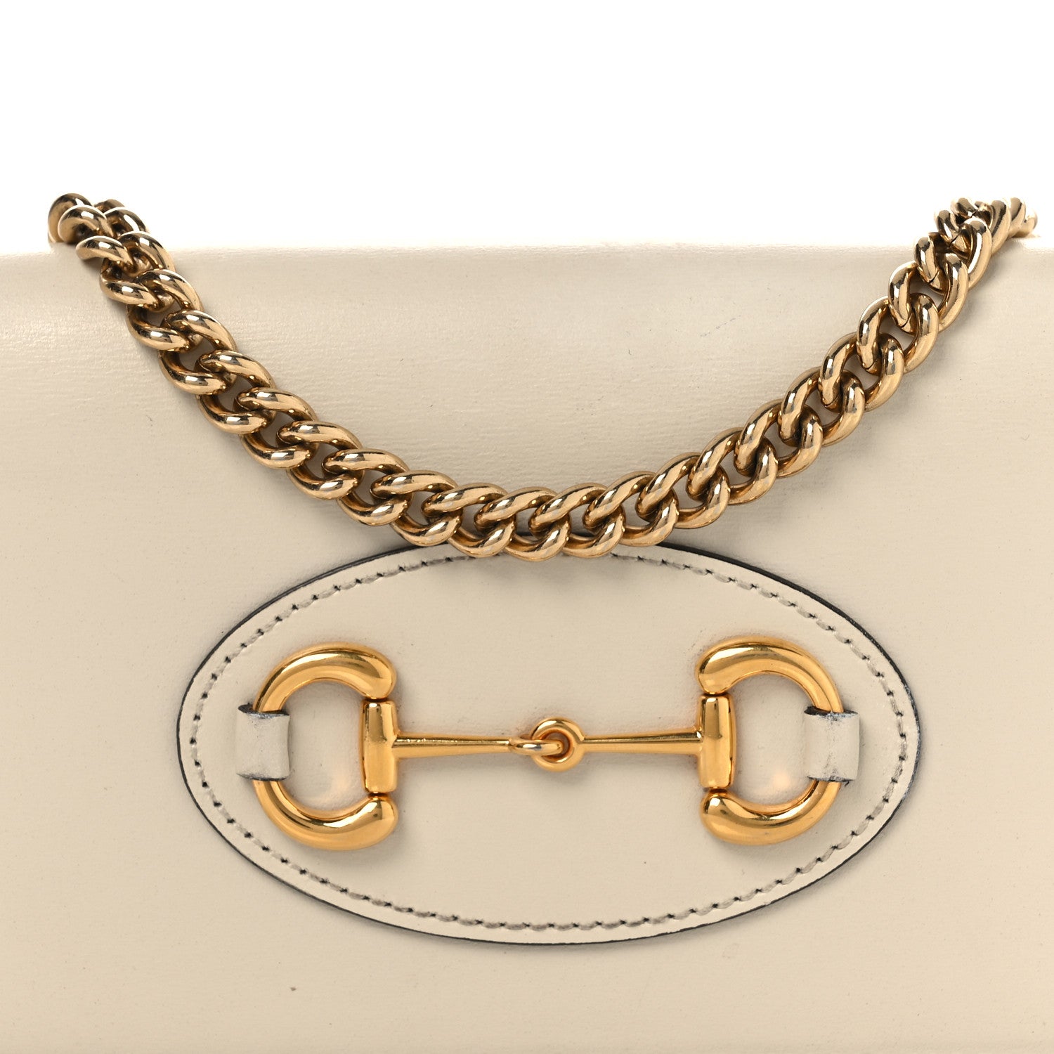 Gucci Boarded Plutone Calfskin Horsebit 1955 Wallet On Chain Mystic White 8 of 14