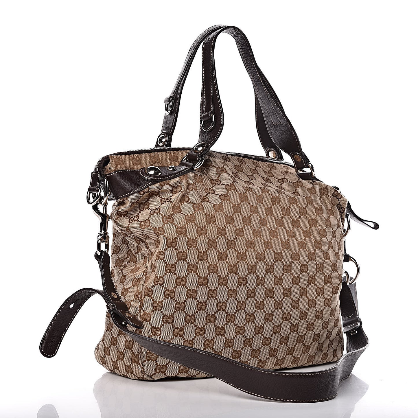 Monogram Large Icon Bit Top Handle Bag Brown