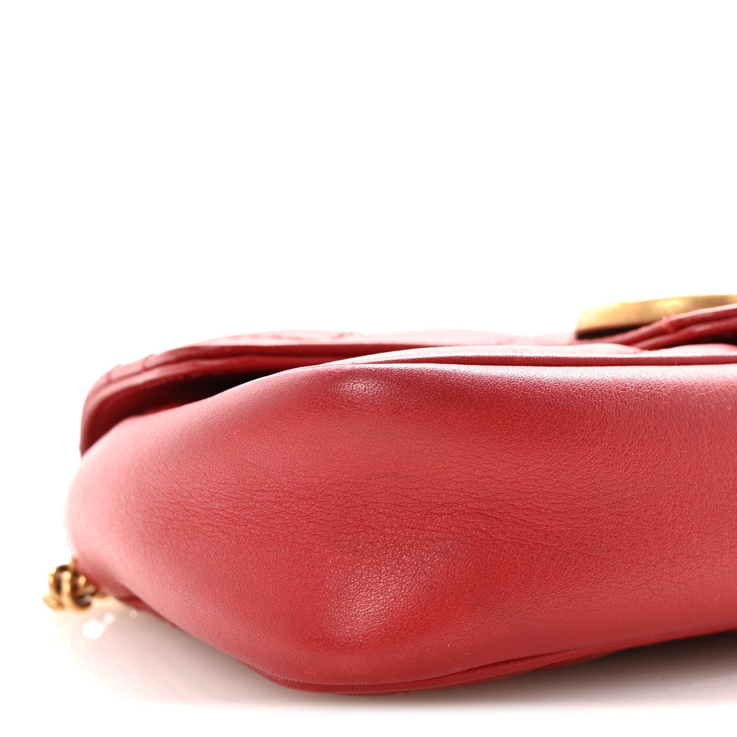 Gucci Calfskin Matelasse Super Mini GG Marmont Shoulder Bag Hibiscus Red 9 of 10
