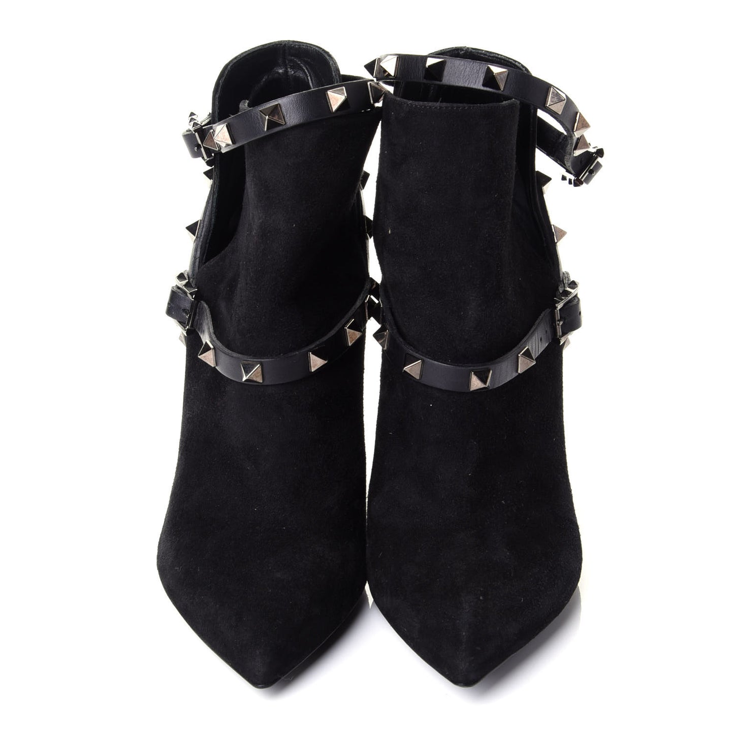 Suede Rockstud Double Buckle 100mm Ankle Boots 36.5 Black