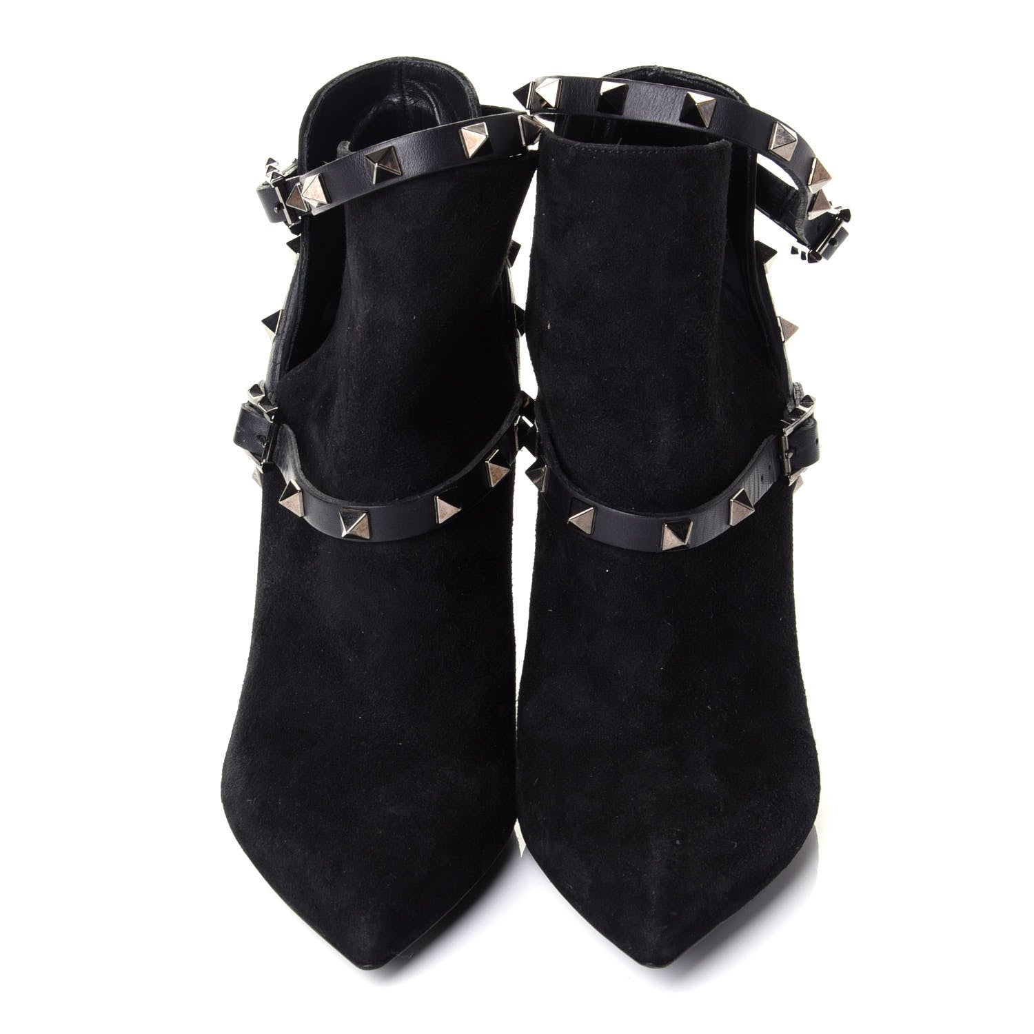Valentino Garavani Suede Rockstud Double Buckle 100mm Ankle Boots 36.5 Black 5 of 9