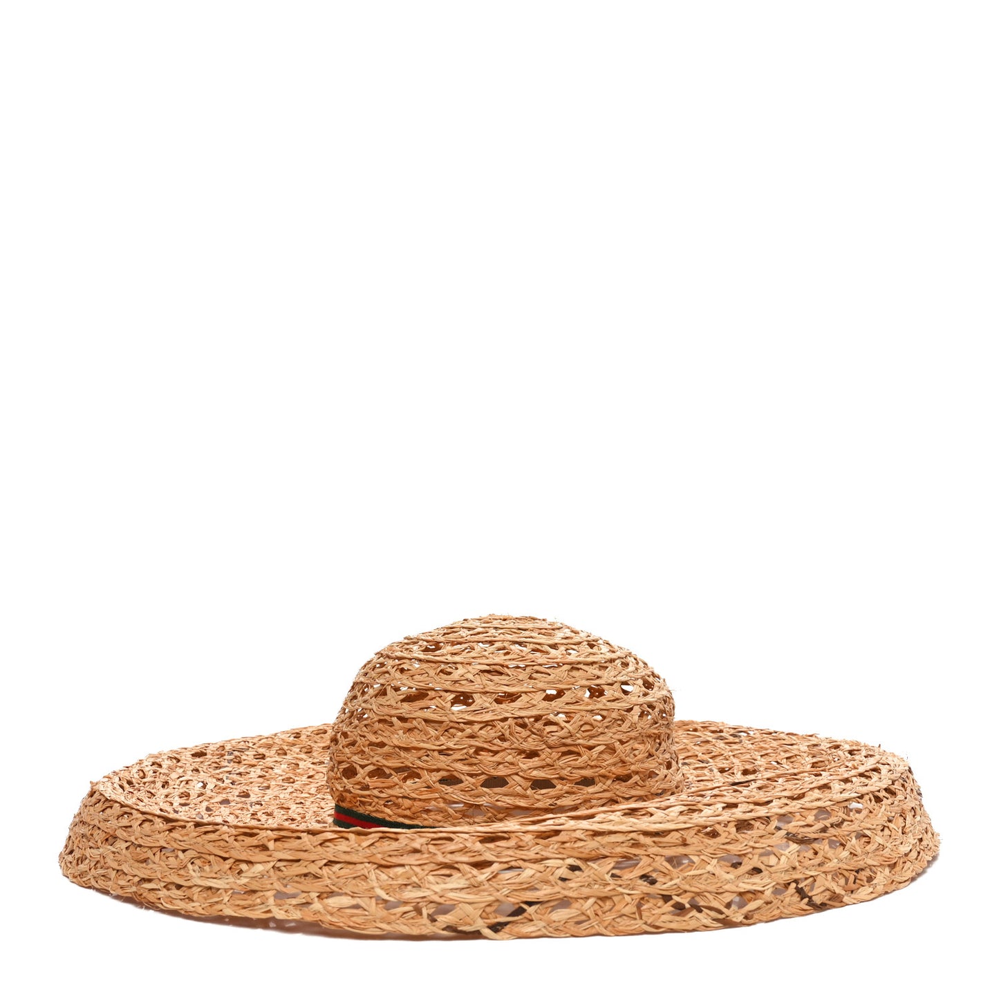 Straw Grosgrain Wide Brim Hat M Gold